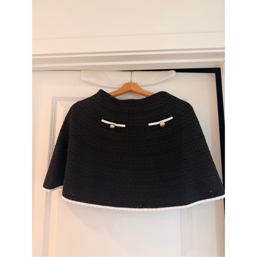 NWOT SELF-PORTRAIT BLACK POINTELLE Cropped KNIT TOP + Mini Skirt set - Picture 8 of 15